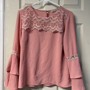 Pink Top long sleeve flare